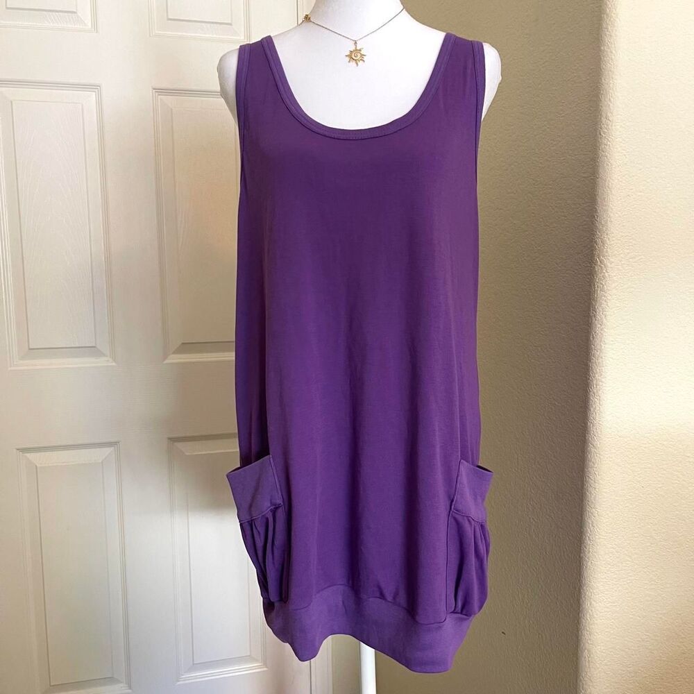Avon Fashion purple polyester & cotton tunic with pockets - size Large